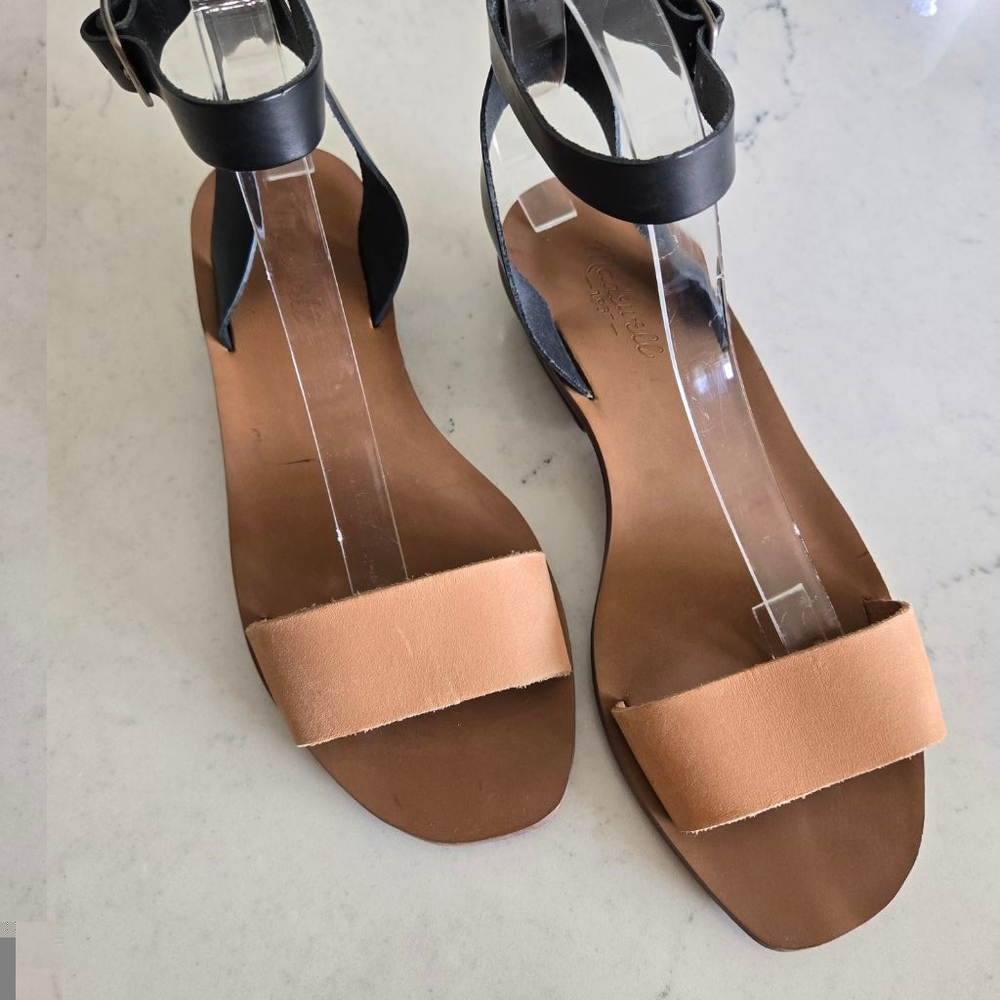 Women's Madewell Sandals Size 8.5 Tan and Black Stacked Color - Picture 2 of 14
